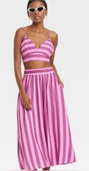 a new day Pink and Magenta Striped Cropped Tank (*NWT) thumbnail 1