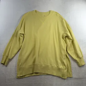 Aerie L Large Good Vibes Oversized Sweatshirt Tunic Long Sleeve Crew Neck Yellow thumbnail 3