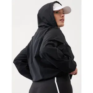 Athleta L Midday Cropped Hoodie Black Large thumbnail 6