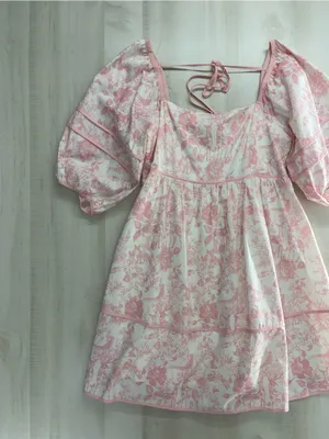 LOVELO Woodland animal toile printed pink puff sleeve dress 1XL thumbnail 3