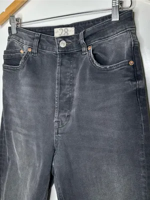Free People We The Free Zuri Mom Jeans Washed Black Distressed Size 28 thumbnail 8