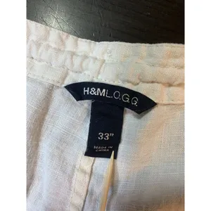 H&M‎ LOGG White Linen Blend Pants Women 33x29 Beachy Wedding Bride Resort Cruise thumbnail 4
