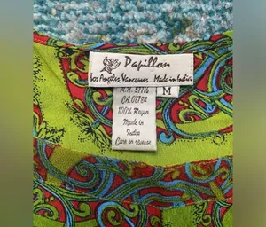 Vintage Y2K 90s Papillon green boho bell sleeve printed top, size medium thumbnail 7