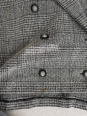 Women’s Gray Plaid Double-Breasted Blazer with Black Collar thumbnail 5