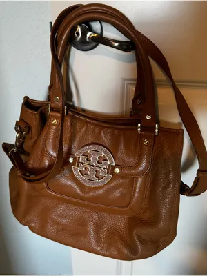 Tory Burch Brown Leather Shoulder Bag with Gold Logo thumbnail 7