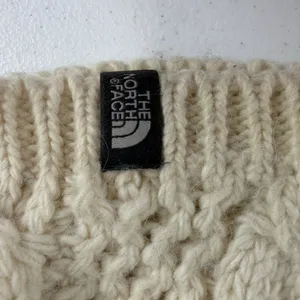 The North Face Hat Beanie‎ One Size Ivory Cable Knit Lined Wool Alpaca Blend thumbnail 3