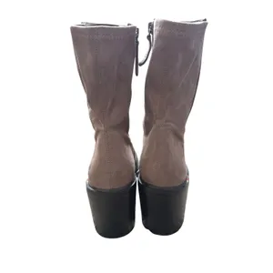 Franco Sarto Penelope Taupe Leather Suede Square Toe Block Heel Boots Size 10M thumbnail 5