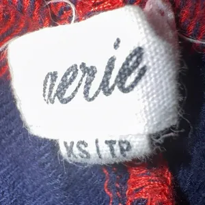Aerie lounge pajama shorts Buffalo plaid checkered shorts XS red navy blue thumbnail 3