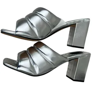 Lisa Vicky Silver Metallic "Very Vicky" Cushion Women's Size 9M Mules Block Heel thumbnail 6