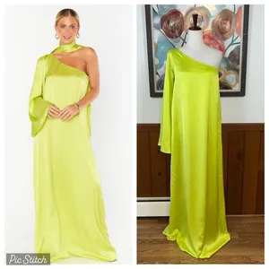 Pretty New Show Me Your Mumu Get Together Lime Green One-Shoulder Dress! thumbnail 2