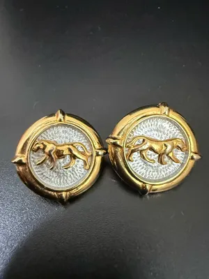 Vintage Two-tone Gold with Silver Jaguar Panther Statement Runway Earrings thumbnail 8