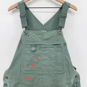 Duluth Heirloom Gardening Bib Shortalls Sage‎ Green Women L Overalls Shorts READ thumbnail 2