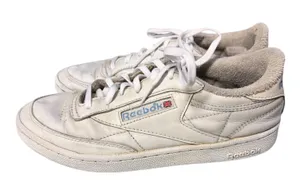 Reebok Women’s Club C 85 Chalk/Sky Blue Leather Sneakers Sz 8 38.5 Well Worn thumbnail 1