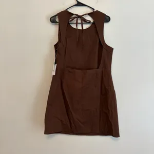 NWT 1.STATE L Brown Cotton Sleeveless Tie Open Back Dress Statement Date Sheath thumbnail 3