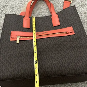 Michael Michael Kors Brown Tote with Orange Trim and Logo Print thumbnail 6