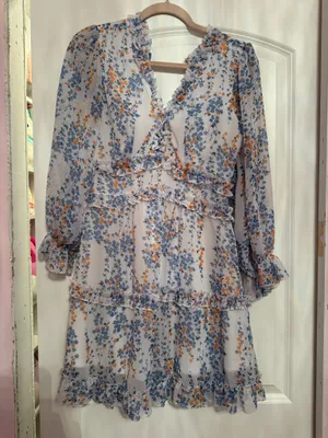 Amazon Blue floral dress thumbnail 1