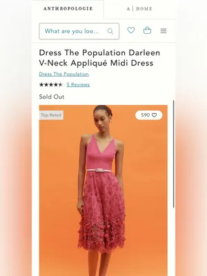Dress The Population Darleen V-Neck 3D Floral Appliqué Midi Dress Size XXL thumbnail 3