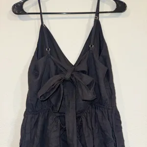 Japna Black Linen Blend Tie Back Wide Leg Jumpsuit L NWOT Pockets thumbnail 7