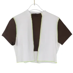 Y2k Cider Lime Green & Brown Colorblock Patchwork Skirt Set Medium Cute thumbnail 4