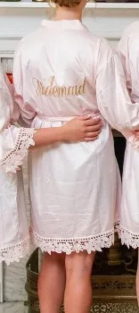 Satin Bridesmaid Soft Pink Bridal Party Robe thumbnail 2
