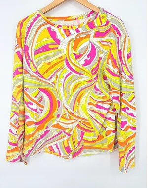 ICIKULS Shirt Women's Size XXL Psychedelic IBKUL Mesh Trim Sun Golf‎ Nylon Top thumbnail 1
