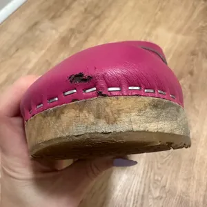 Verka | Pink Leather Wooden Mule‎ Swedish Clogs, Made in Sweden, Size EU 42 thumbnail 9