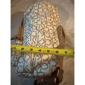Calvin Klein Monogram Logo Backpack White Tan thumbnail 10