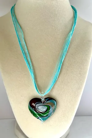 Murano Heart Shaped Necklace Multiple thumbnail 2