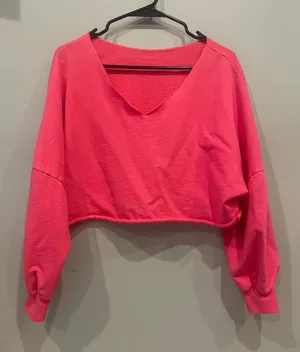 SheIn Neon pink fun cropped loose fit top thumbnail 1