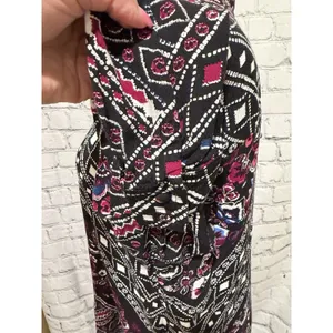 EXPRESS Rayon Long Sleeve Dress Keyhole Front Back Floral Black Purple Pink L thumbnail 4