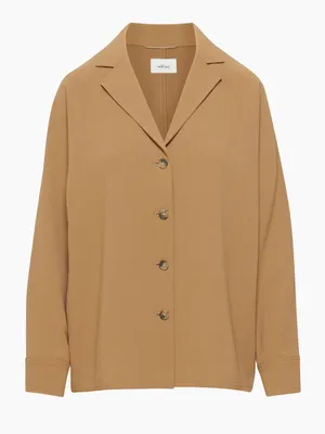 NWT $118 Aritzia Wilfred Camel Button-Front oversized Freeform Shirt medium thumbnail 1