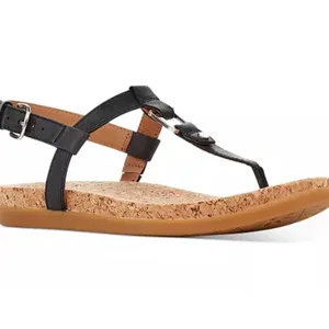 UGG Aleigh Black Leather T-Strap Sandals Women’s Size 8.5 Cork Footbed thumbnail 11