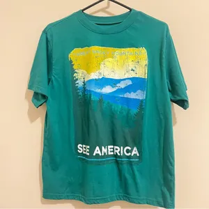 Vibrant Green and Yellow Graphic Relaxed Tee thumbnail 1
