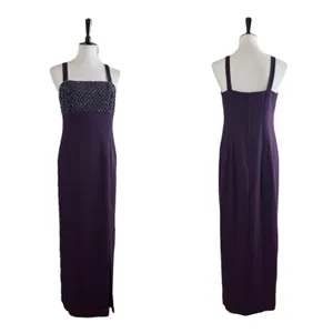 Karen Miller Vintage Jacket Long Dress Beaded Sequins Plum Purple Women’s Size 8 thumbnail 9