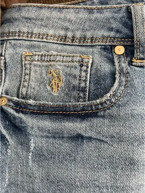U.S. POLO ASSN Vintage Straight Distressed High Rise Jeans thumbnail 3