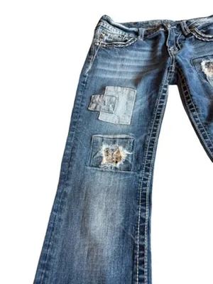 Miss Me JE544OBL Boot Dark Wash Patchwork Sequin Bootcut Jeans Size 29 Women's thumbnail 11