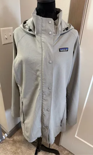 Patagonia Women’s Adze‎ Parka Grey Softshell Windblock Water Resistant Long L thumbnail 1