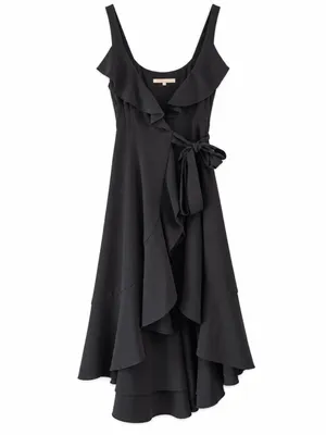 Hutch Eden Wrap Dress Women XS Black Excellent Ruffle High-Low Hem Sleeveless thumbnail 3