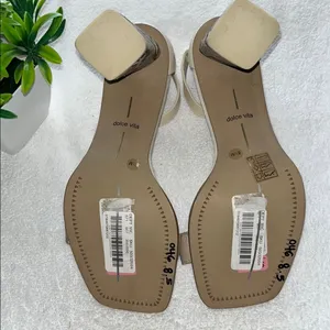 Dolce Vita Tan and Cream Heeled Sandals with Sculptural Heel thumbnail 12