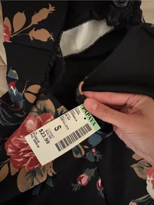 Papaya Women’s Black Fit and Flare Floral Mini Dress thumbnail 3