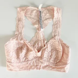 Free People FP Intimately Womens‎ Pink Lace Racerback Galloon Bralette Size S thumbnail 1