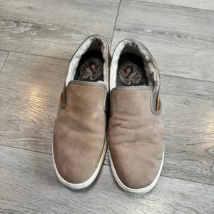 Olukai Pehuea Heu Tan Leather Shearling Lined‎ Slip On Sneakers Womens Size 9 thumbnail 2
