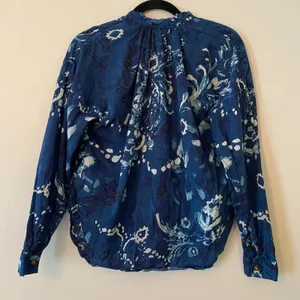 Pilcro Anthropologie Blue Floral Boho Button Down Blouse Cotton Women's size XS thumbnail 7