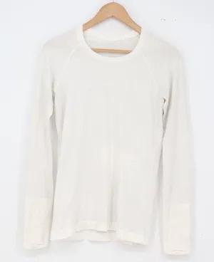 Lululemon Long Sleeve Womens L Swiftly Tech White Mesh Thumbhole Excellent thumbnail 1