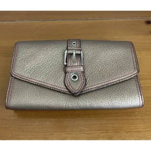 Vtg Wilsons Leather Bifold Wallet For‎ Women Leather Rose Gold Tone thumbnail 2