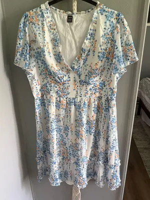 Shein Blue Floral Dress thumbnail 1