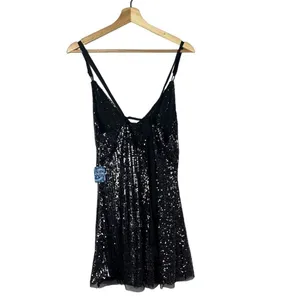 Free People Gunmetal Gray Gold Rush Mini Sequin Dress M‎ thumbnail 4