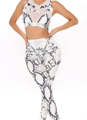 Nwt La Society Yoga Snake Print Padded Set : Leggings And Top S thumbnail 1