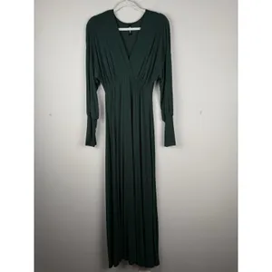 24seven Comfort Apparel Bishop Sleeves‎ Maxi Dress Women's Large Green Stretch thumbnail 5
