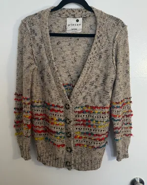 Pieces by Kensie Women's Multicolor Knit Sweater Cardigan Large thumbnail 1